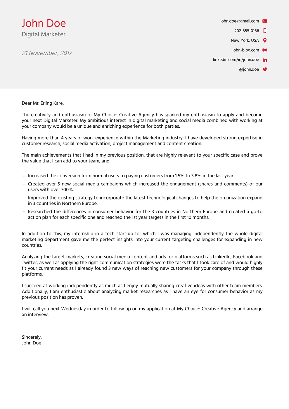 Cover Letter For A Resume Template from d.novoresume.com