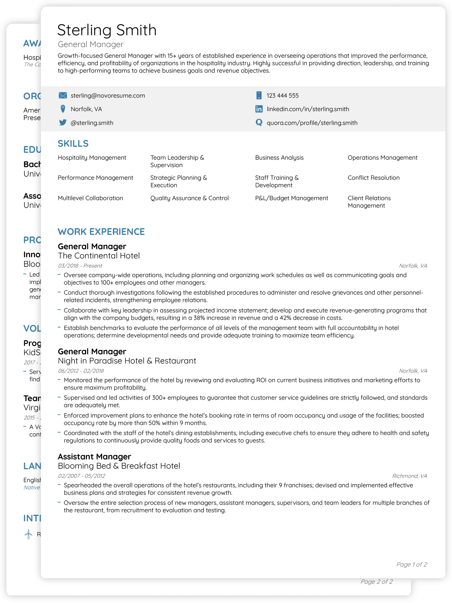 Template For Curriculum Vitae from d.novoresume.com