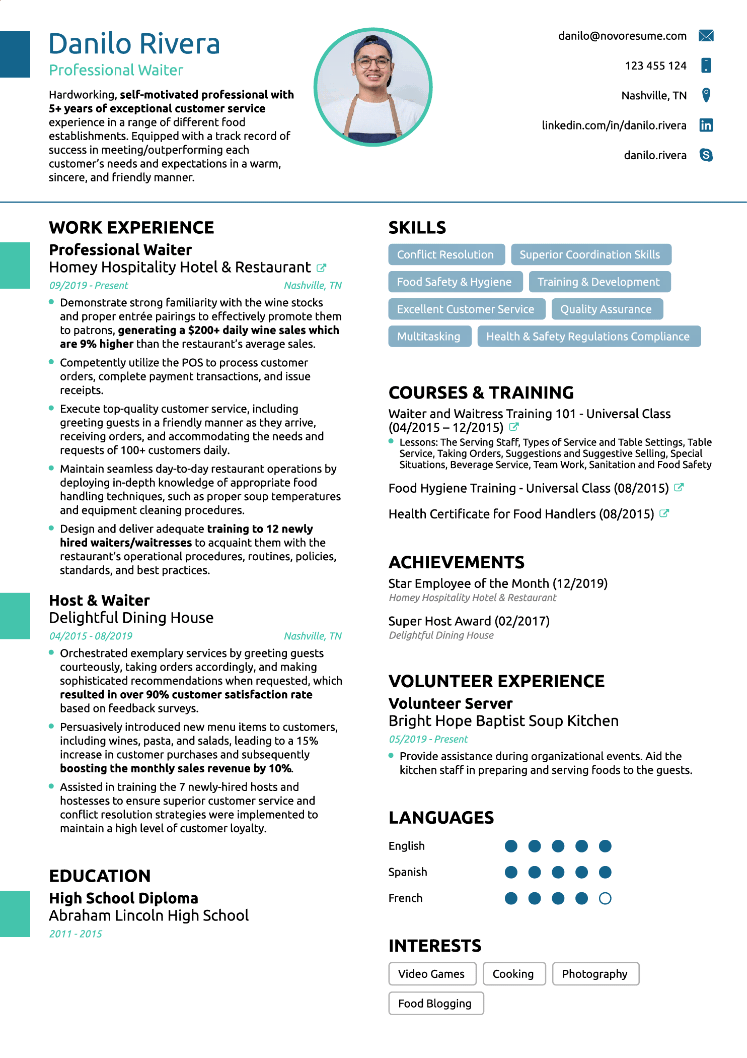 Resume Resume Template from d.novoresume.com